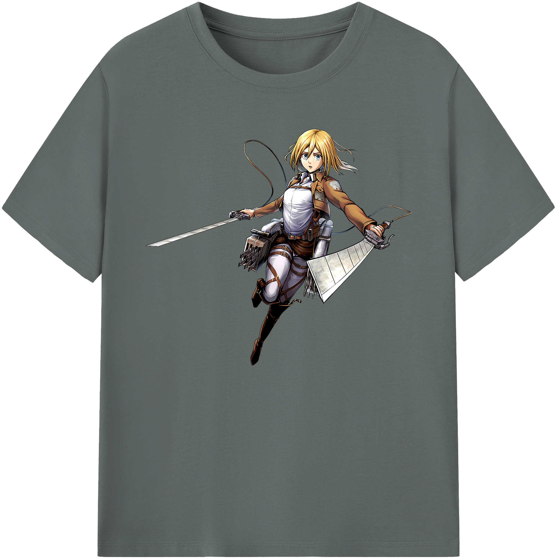 （画像用） 進撃の巨人 クリスタ·レンズ Attack on Titan Christa Lenz 綿100％ メンズ半袖Tシャツ｜肌触りやわらか＆通気性